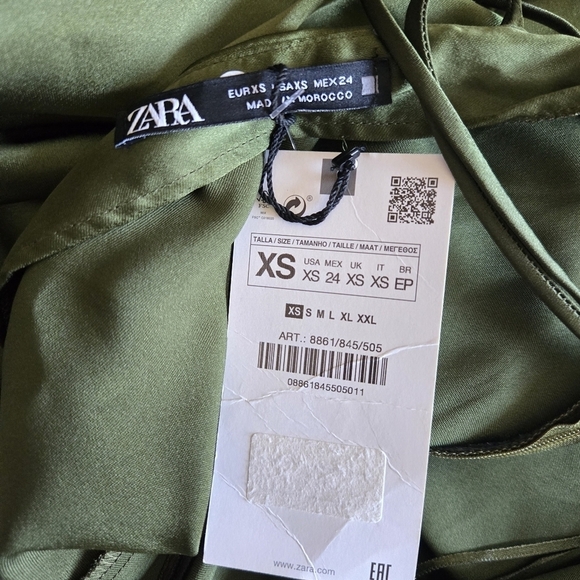 New Zara Satin Effect Jewel Straps Green Midi Dress NWT XS - Picture 16 of 17